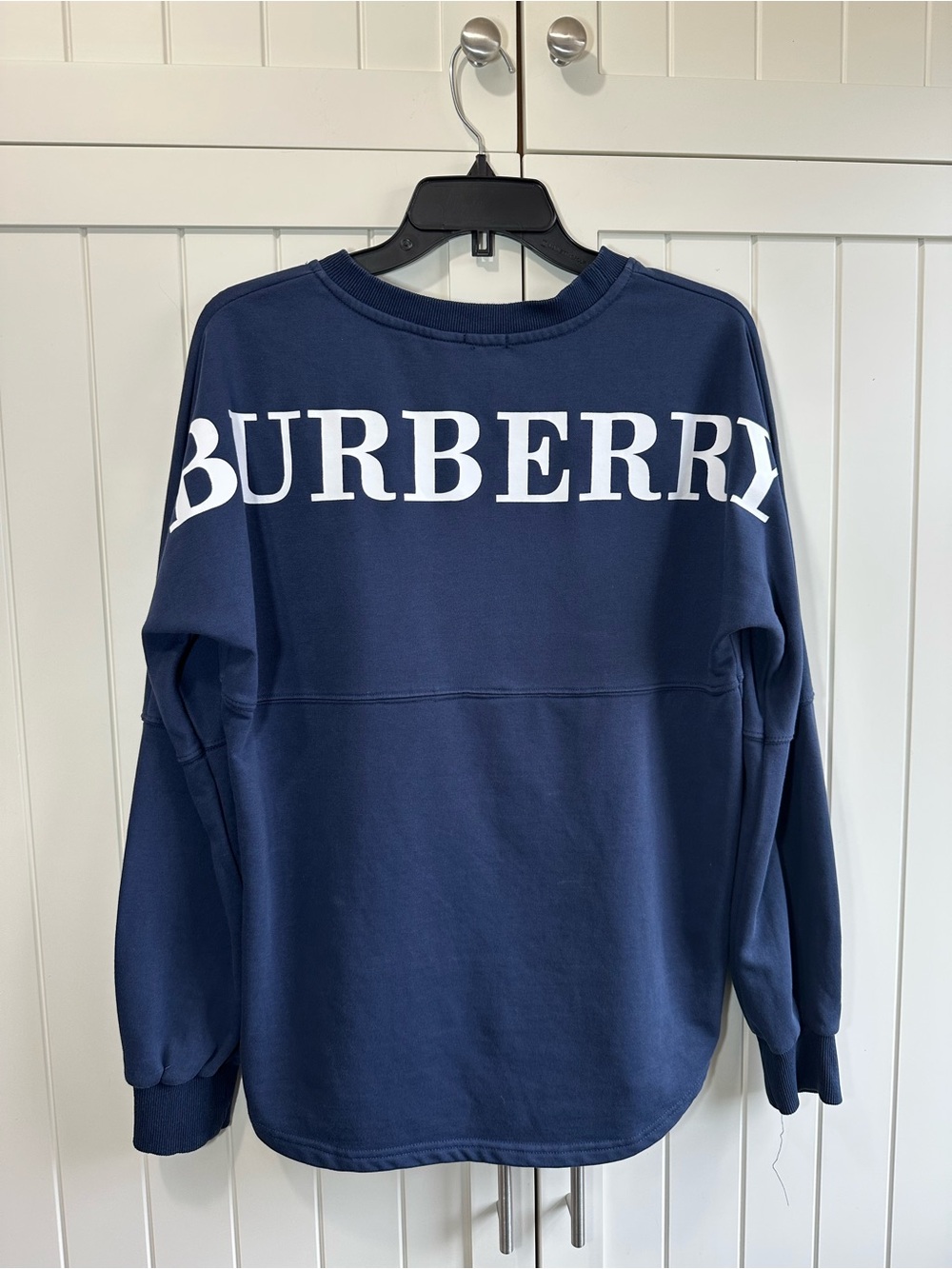 Burberry Navy Crewneck Sweatshirt with White Logo